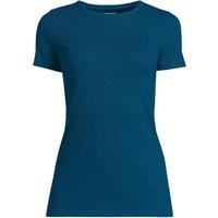Lands' End Women's Micro Rib Crew Neck T-shirt in Teal | Size: 10-12