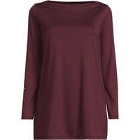 Lands' End Women's Petite Long Supima Boatneck Tunic Top in Burgundy | Size: 14-16