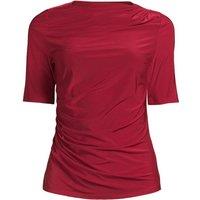Lands' End Women's Silky Knit Elbow Sleeve Side Ruched Top in Dark Red | Size: 20