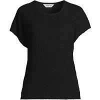 Lands' End Women's Petite Crinkle Shirt in Black | Size: 14-16
