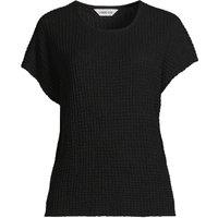 Lands' End Women's Petite Crinkle Shirt in Black | Size: 8