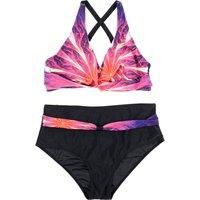 Women's Printed Wrap Bikini Set Swimwear with High Waist Bottoms in Purple | Size: Small