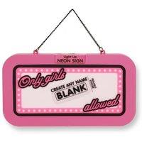 History & Heraldry Women's Light Up Neon Name Sign - Only Girls Allowed (Blank) in Pink