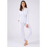 Damart Women's Floral Button-Through Jersey Pyjamas for Ultimate Comfort in Blue | Size: Medium
