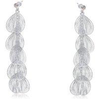 BIG METAL LONDON Women's Malena Feather Long Dangle Earrings in Silver | Size: 10
