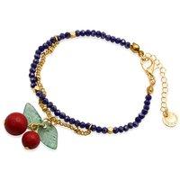 BIG METAL LONDON Women's Hortense Small Cherry Beaded Bracelet in Navy | Size: 15 cm