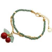 BIG METAL LONDON Women's Hortense Small Cherry Beaded Bracelet in Green | Size: 15 cm