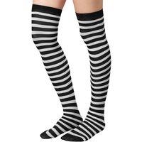 tectake Women's Striped Knee High Socks Black-white in Black