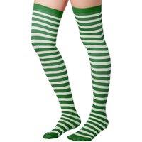 tectake Women's Striped Knee High Socks Green-white in Green