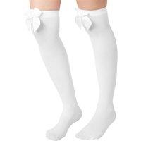 tectake Women's Knee High Socks With White Bow