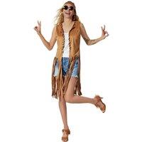 tectake Women's Fancy Dress Costume - Hippie Waistcoat & Accessories in Brown | Size: XL
