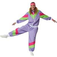 tectake Women's Fancy Dress Costume - Retro 80S 90S Tracksuit in Purple | Size: XL