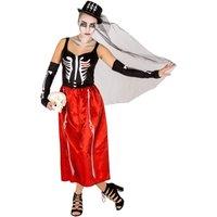 tectake Women's Skeleton Costume in Red | Size: XL