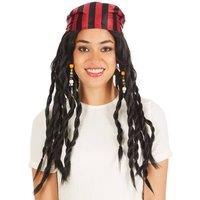 tectake Women's Pirate Wig in Black