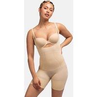 Dorina Women's Seamless Open Bust Bodysuit Beige | Size: XS