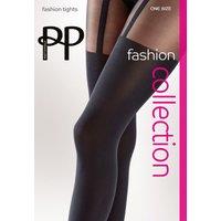 Pretty Polly Women's 60 Denier Fashion Suspender Tights - Black