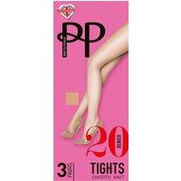 Pretty Polly Women's Everyday 20 Denier Smooth Knit Tights 3 Pair Pack - Mid Grey | Size: Medium/Large
