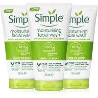 Simple Women's Kind to Skin Refreshing & Moisturising 'Face Wash', 3 x 150ml in White