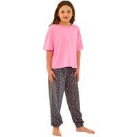Cozy n Dozy Women's Girls Cropped Pyjama Set in Pink | Size: 15 Years