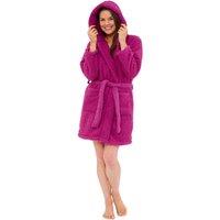 Love to Sleep Women's Teddy Fleece Dressing Gown in Plum | Size: 12-14
