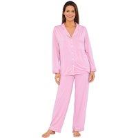 Love to Sleep Women's Soft Touch Piped Pyjama Set in Pale Pink | Size: 20-22