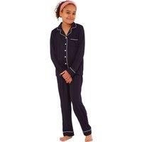 Cozy n Dozy Women's Soft Touch Piped Pyjamas in Black | Size: 15 Years