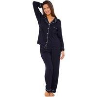 Love to Sleep Women's Soft Touch Piped Pyjama Set in Black | Size: 8-10