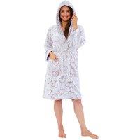 Love to Sleep Women's Hearts Fleece Dressing Gown in Beige | Size: 20-22