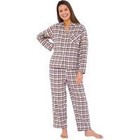 Love to Sleep Women's Flannel Check Pyjama Set in Beige | Size: 20
