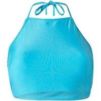 Scuba Women's Cropped Halter Neck Bikini Top in Turquoise | Size: 16