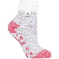 SOCKSHOP Heat Holders Women's 1 Pair Lounge Feather Top Socks in Light Grey | Size: 4-8