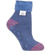SOCKSHOP Heat Holders Women's 1 Pair Lounge Feather Top Socks in Blue | Size: 4-8