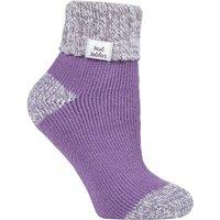SOCKSHOP Heat Holders Women's 1 Pair Sleep Rib Turn Over Cuff Socks in Lilac | Size: 4-8