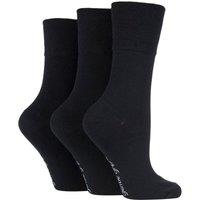 SOCKSHOP Gentle Grip Women's 3 Pair Plain Cotton Socks in Black | Size: 4-8