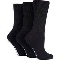 SOCKSHOP Iomi Women's 3 Pair FootNurse Gentle Grip Cushioned Foot Diabetic Socks in Black | Size: 4-8