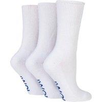 SOCKSHOP Iomi Women's 3 Pair FootNurse Gentle Grip Cushioned Foot Diabetic Socks in White | Size: 4-8