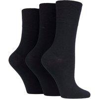 SOCKSHOP Iomi Women's 3 Pair FootNurse Gentle Grip Diabetic Socks in Black | Size: 4-8