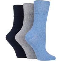 SOCKSHOP Iomi Women's 3 Pair FootNurse Gentle Grip Diabetic Socks in Blue | Size: 4-8