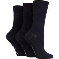 SOCKSHOP Gentle Grip Women's 3 Pair Plain Bamboo Socks in Black | Size: 4-8