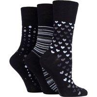 SOCKSHOP Gentle Grip Women's 3 Pair Patterned Bamboo Socks in Mid Grey | Size: 4-8