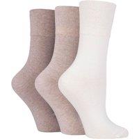SOCKSHOP Iomi Women's 3 Pair FootNurse Gentle Grip Diabetic Socks in Light Brown | Size: 4-8
