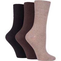 SOCKSHOP Iomi Women's 3 Pair FootNurse Gentle Grip Diabetic Socks in Dark Brown | Size: 4-8