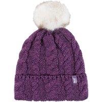 SOCKSHOP Heat Holders Women's 1 Pack Heat Weaver Cable Knit Pom Pom Hat in Purple