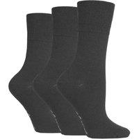 SOCKSHOP Gentle Grip Women's 3 Pair Plain Cotton Socks in Charcoal | Size: 4-8
