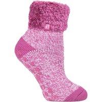 SOCKSHOP Heat Holders Women's 1 Pair Lounge Feather Turn Over Cuff Socks in Pink | Size: 4-8