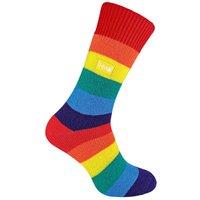 THMO Women's 1 Pack Rainbow Striped Thermal Socks for Winter | Size: 6-9