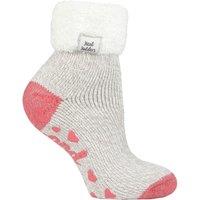 SOCKSHOP Heat Holders Women's 1 Pair Lounge Feather Turn Over Cuff Socks in Light Grey | Size: 4-8