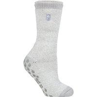 SOCKSHOP Heat Holders Women's 1 Pair 2.3 TOG Plain & Patterned Slipper Socks in Silver | Size: 4-8