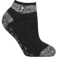 SOCKSHOP Heat Holders Women's 1 Pair 2.3 TOG Patterned & Striped Ankle Slipper Socks in Black | Size: 4-8