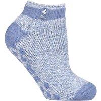 SOCKSHOP Heat Holders Women's 1 Pair 2.3 TOG Patterned & Striped Ankle Slipper Socks in Blue | Size: 4-8